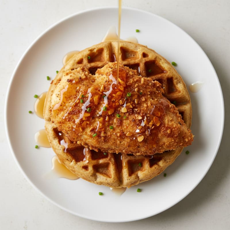 Golden Crispy Chicken and Waffles