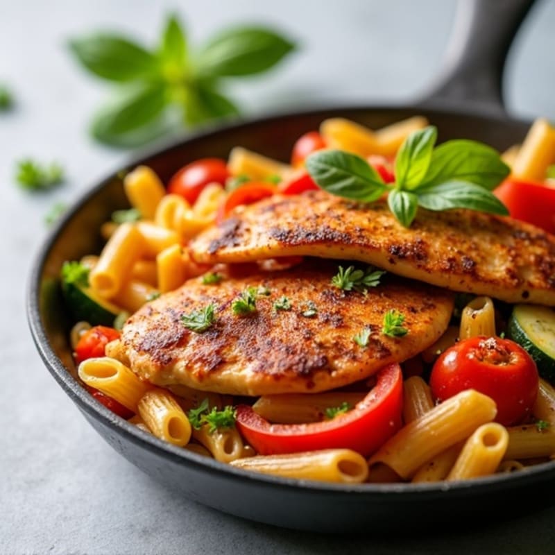 Spicy Cajun Chicken and Veggie Pasta Skillet