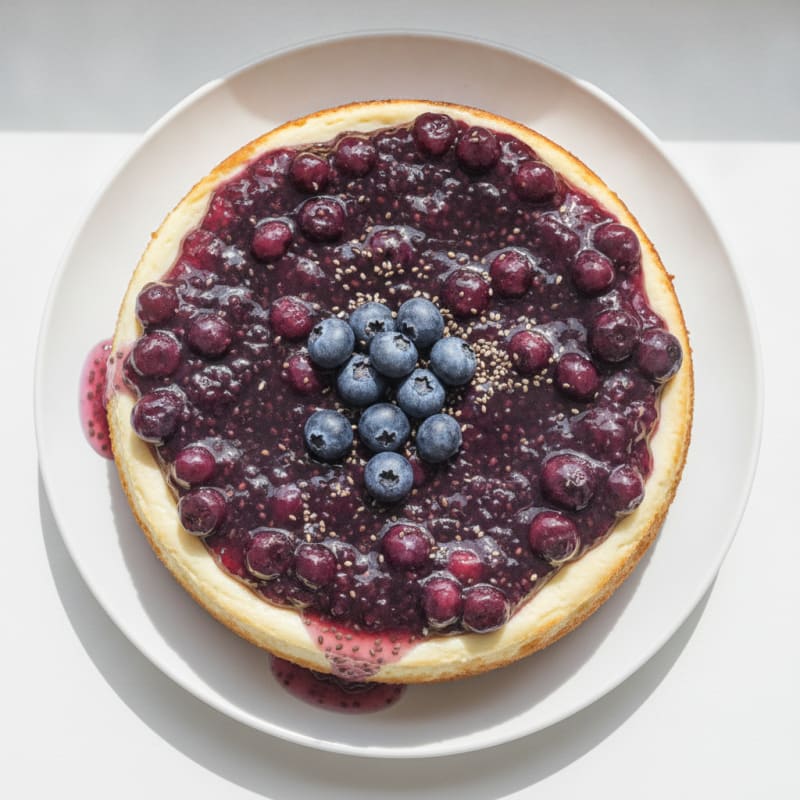 High-Protein Blueberry Chia Seed Cheesecake