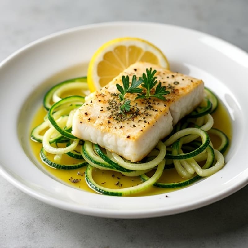 Herb-Roasted Cod with Lemony Zucchini Ribbons