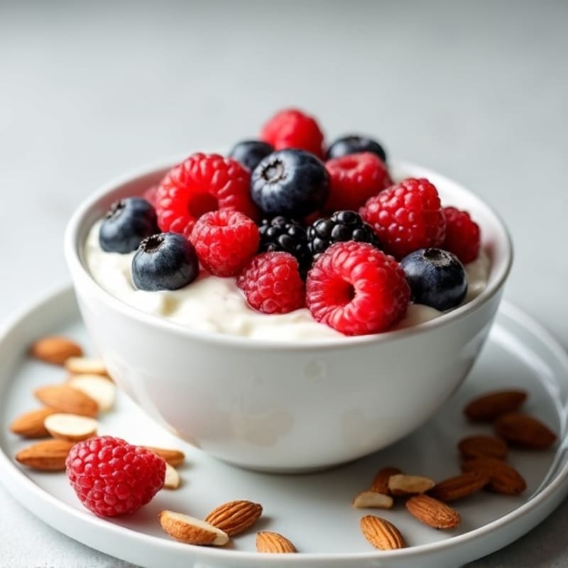 Creamy Greek Yogurt with Fresh Berries and Crunchy Almonds