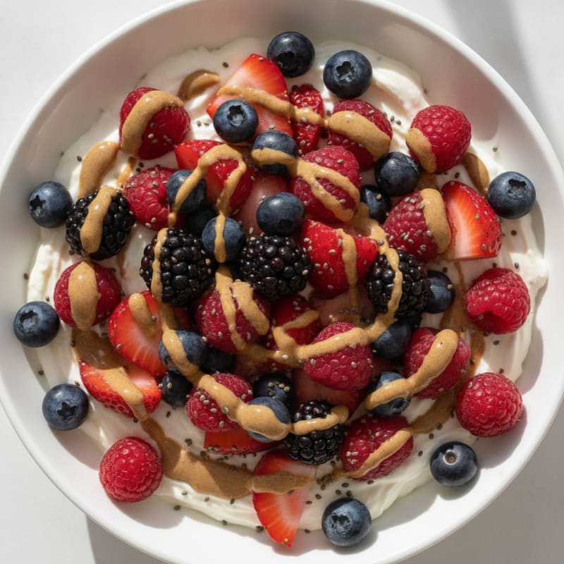 Greek Yogurt Protein Pudding with Mixed Berries