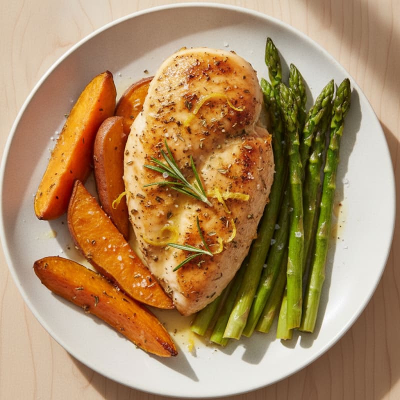 Lemon Herb Roasted Chicken with Asparagus