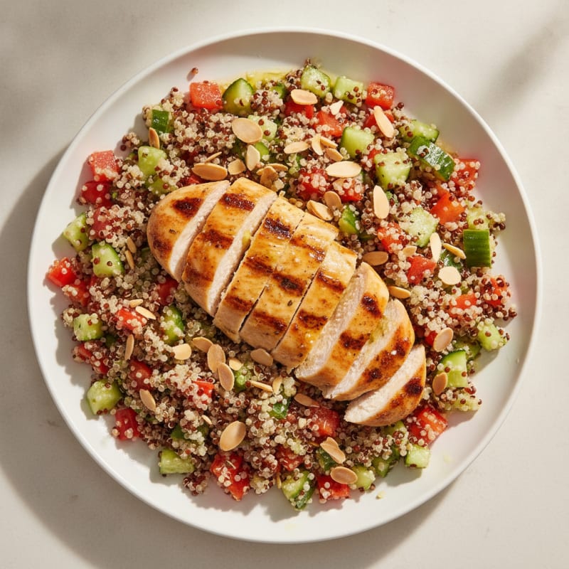 Grilled Chicken Breast with Crunchy Quinoa Salad