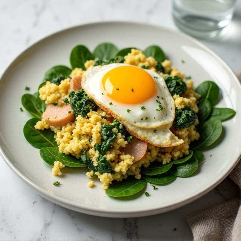 Egg White and Spinach Scramble with Turkey Breast