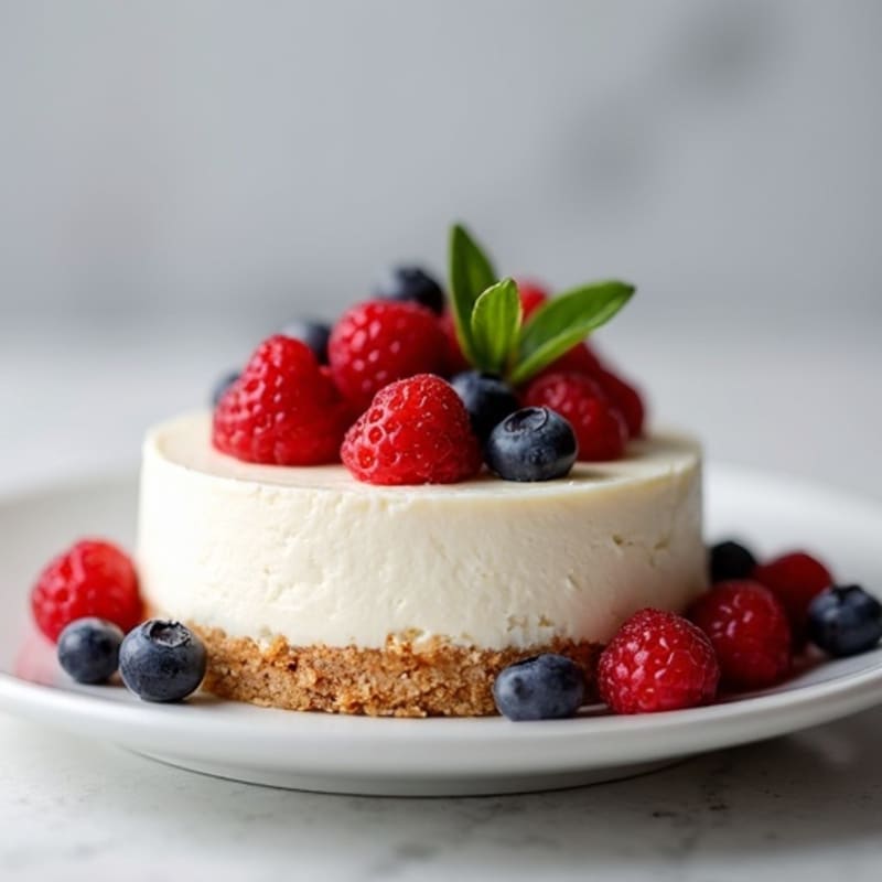 Greek Yogurt Protein Cheesecake with Mixed Berries