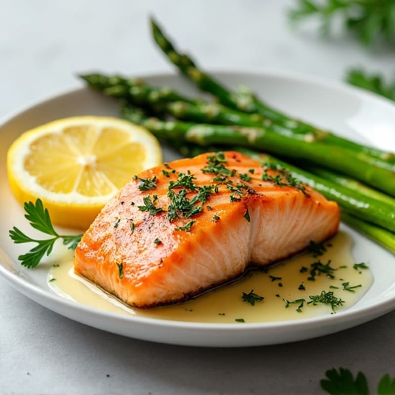 Lemon Herb Grilled Salmon with Roasted Asparagus