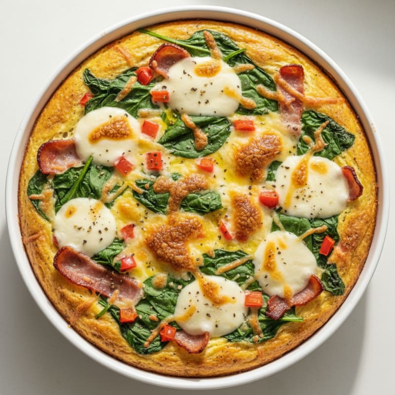 Turkey Bacon & Mozzarella Egg Bake