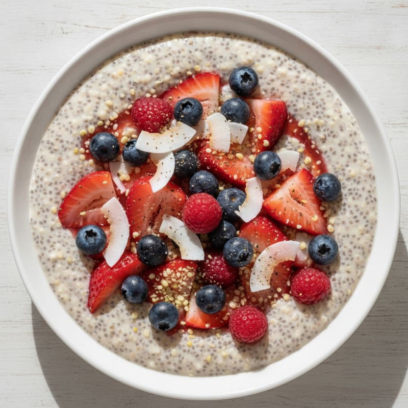 Tropical Chia Pudding with Fresh Berries