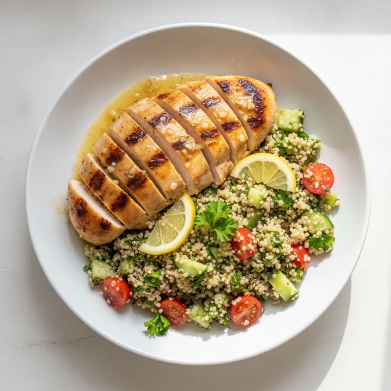 Grilled Lemon Garlic Chicken Breast with Quinoa Salad