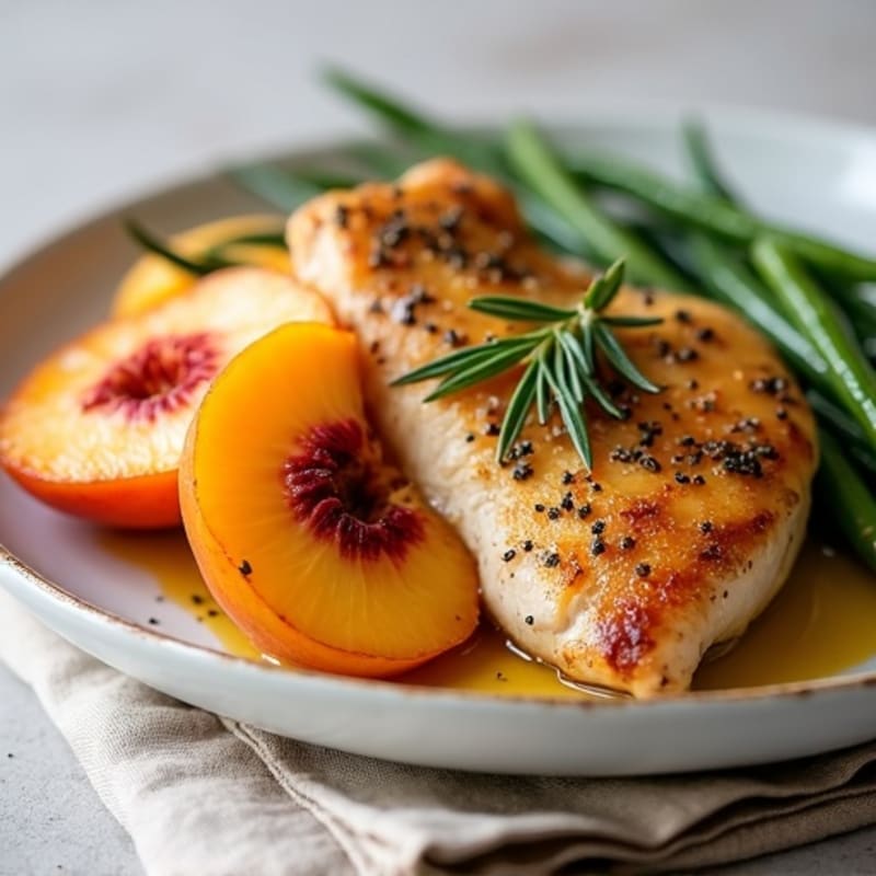 Herb-Roasted Chicken with Sweet Roasted Peaches