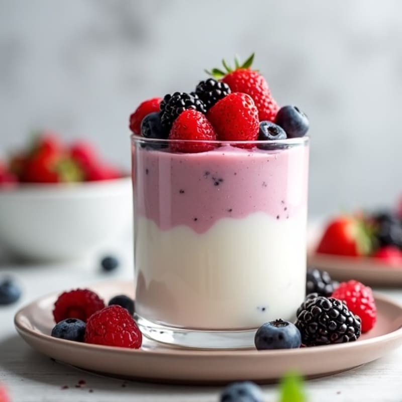 Greek Yogurt Protein Pudding with Mixed Berries