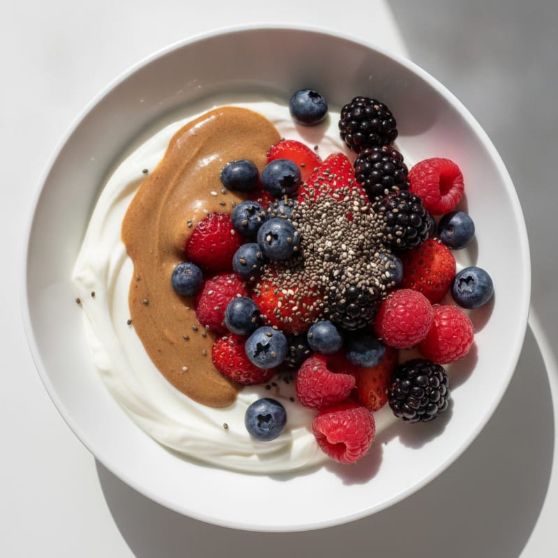 Creamy Greek Yogurt Bowl with Mixed Berries and Almond Butter