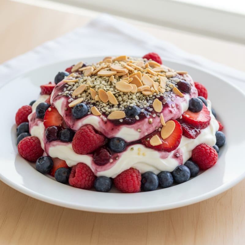 Greek Yogurt Protein Parfait with Mixed Berries