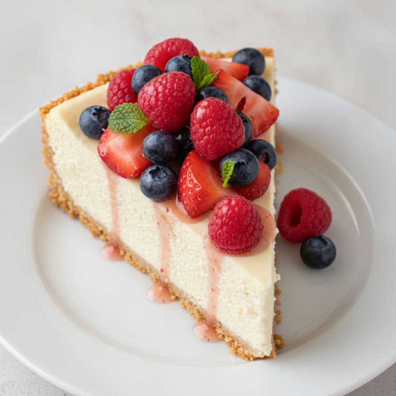Greek Yogurt Protein Cheesecake with Fresh Berries