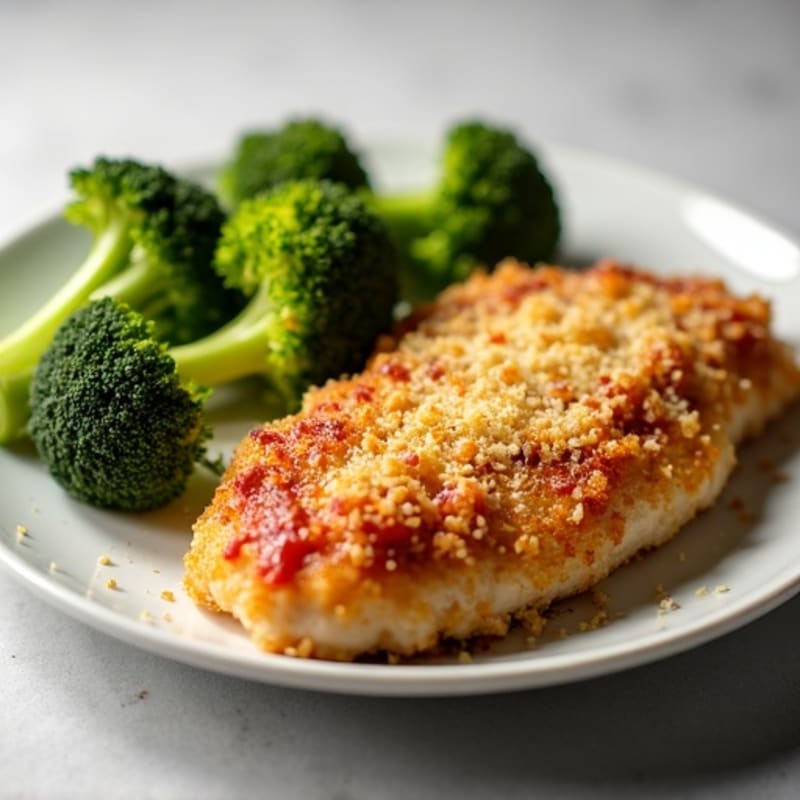 Crispy Baked Chicken Parmesan with Roasted Broccoli