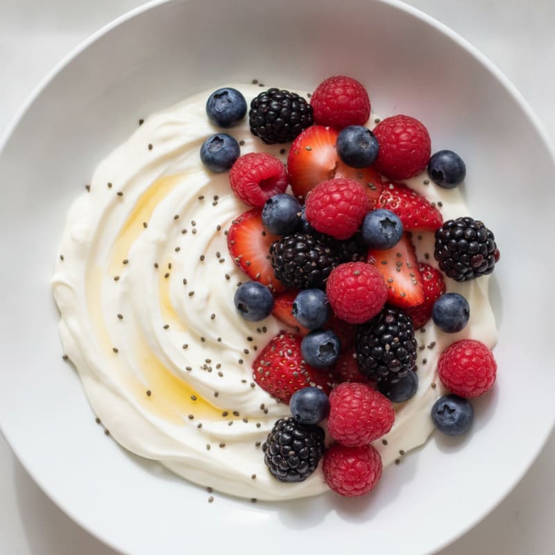 Silky Greek Yogurt Protein Pudding with Mixed Berries
