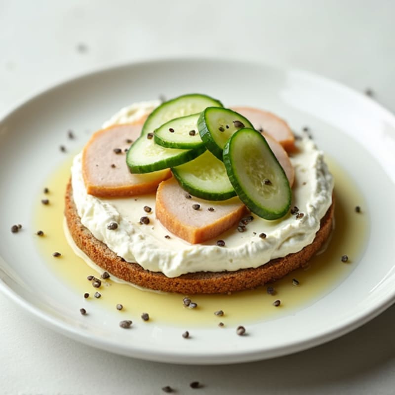 Cottage Cheese with Sliced Turkey and Cucumber