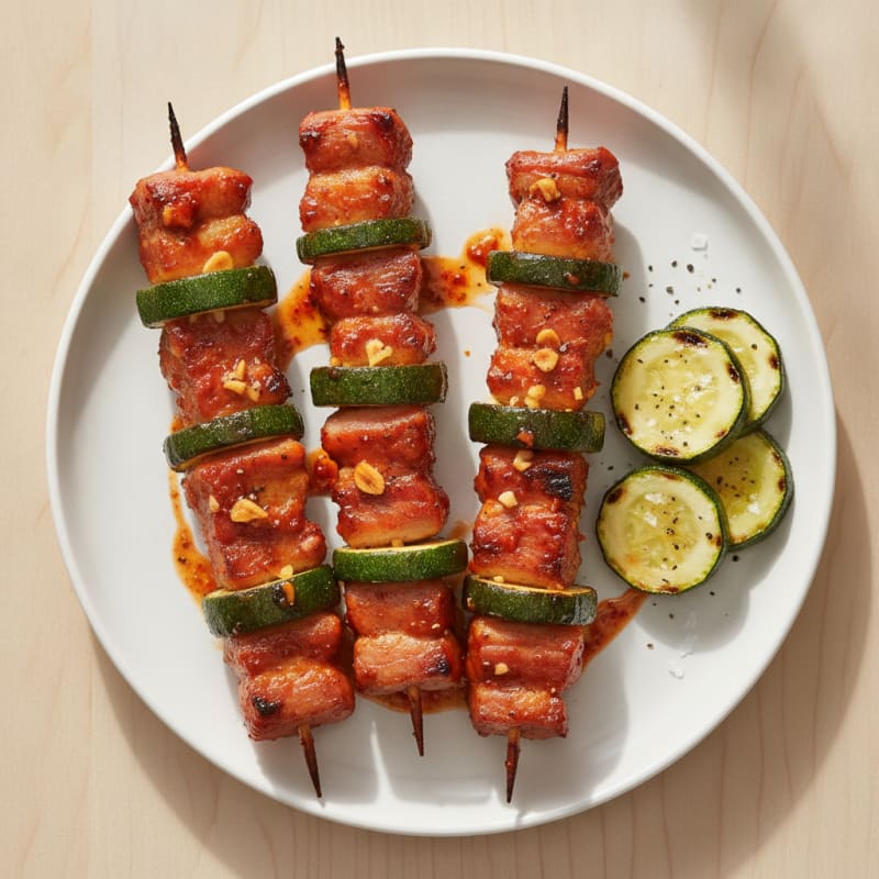 Spicy Gochujang Pork Belly Skewers