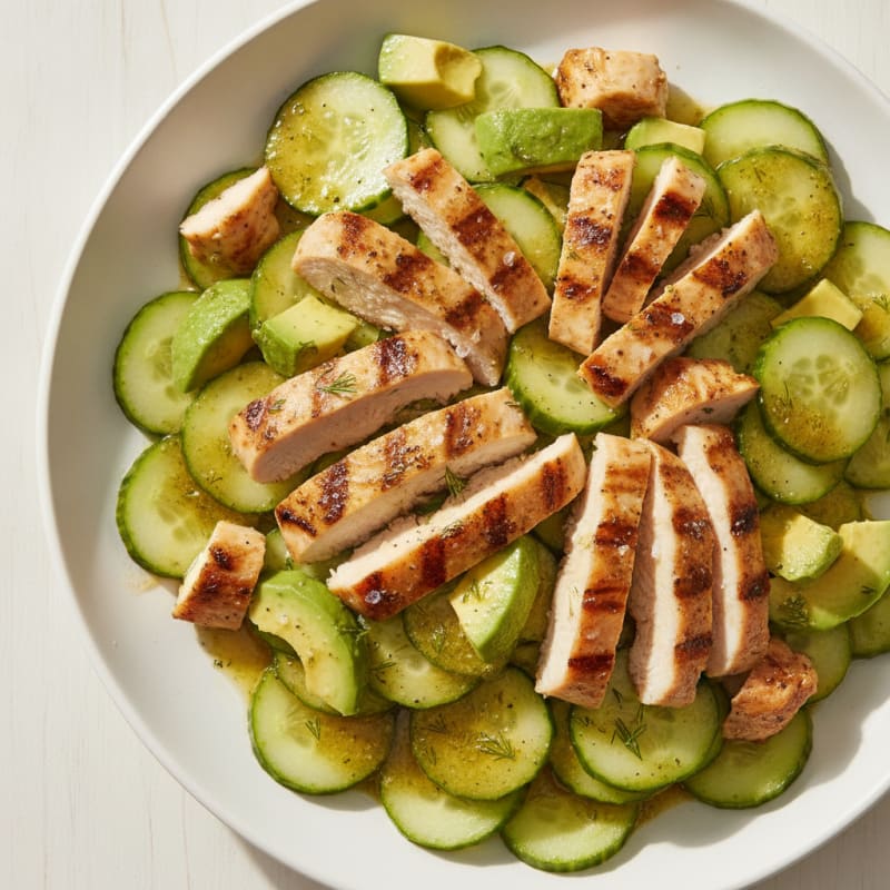 Cucumber Avocado Salad with Lemon-Dill Dressing
