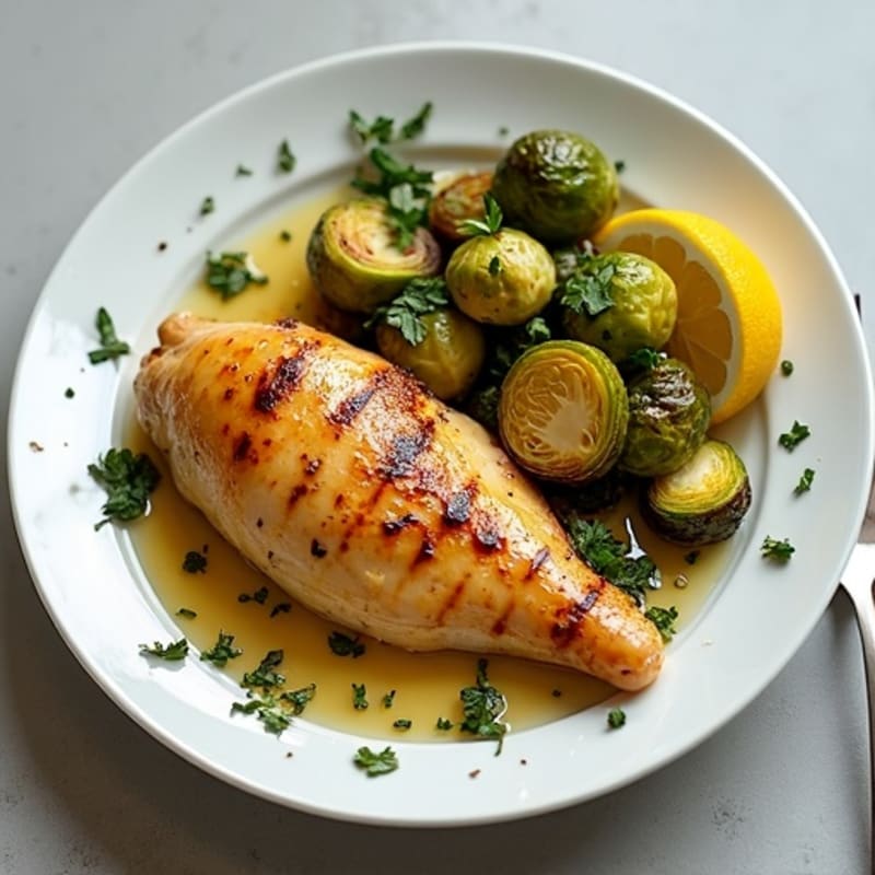 Lemon-Herb Roasted Chicken with Crispy Brussels Sprouts