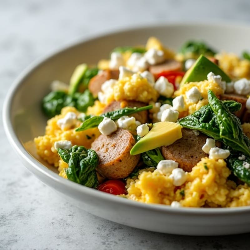 Egg White Scramble with Spinach and Turkey Sausage