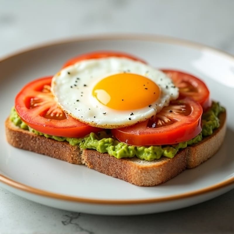 Egg and Avocado Toast with Tomato Slices