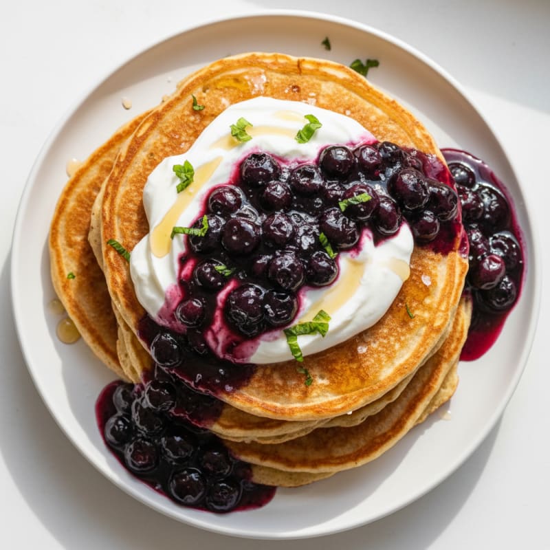 Almond Flour Berry Yogurt Pancakes