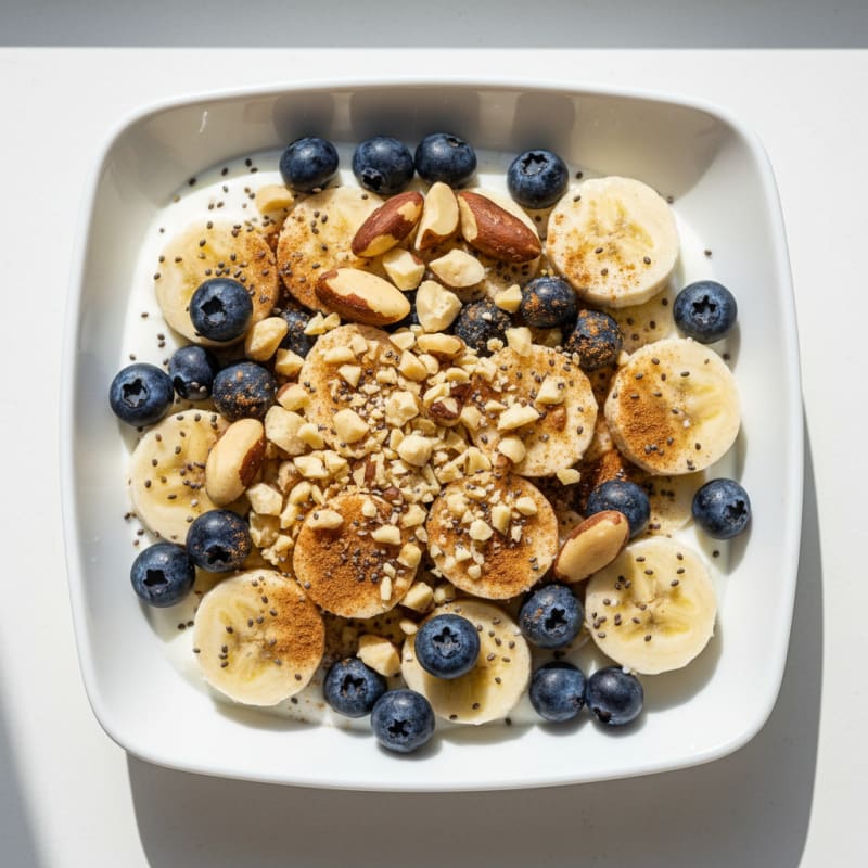 Crunchy Brazil Nuts with Sweet Bananas and Blueberries