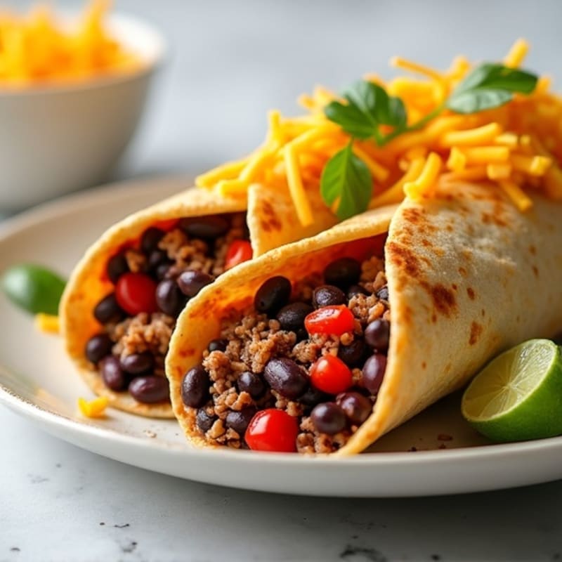 Zesty Beef and Black Bean Stuffed Tortillas with Creamy Cheese