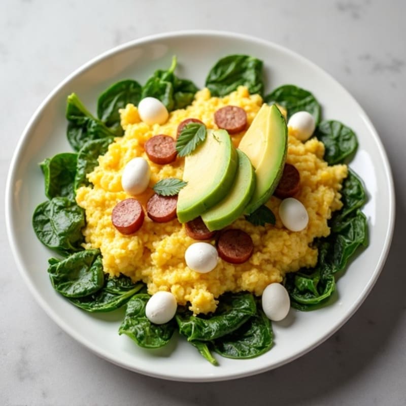Egg White Scramble with Spinach and Turkey Sausage