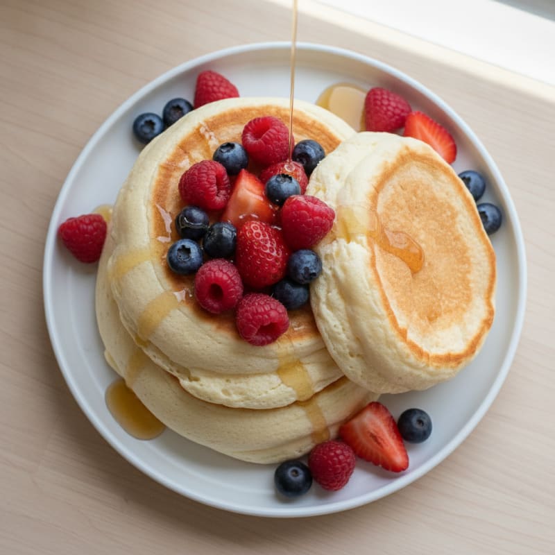 Fluffy Japanese Soufflé Pancakes with Berries