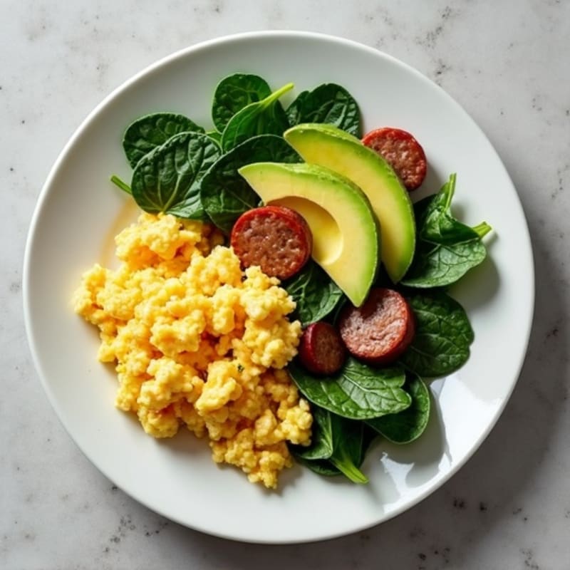 Egg White and Turkey Sausage Scramble with Spinach