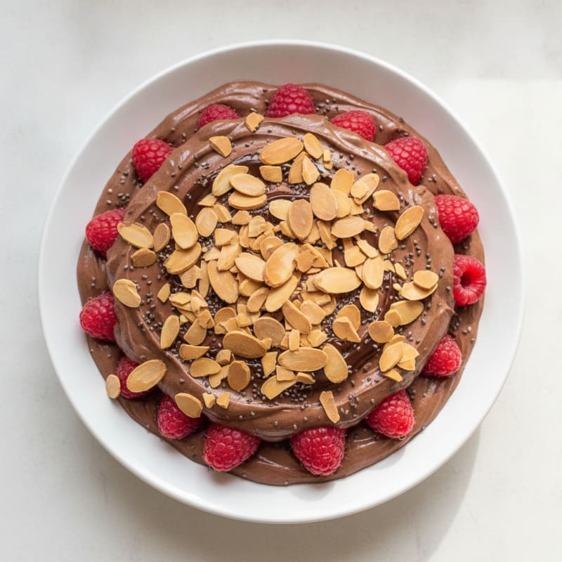 Chocolate Protein Greek Yogurt Parfait with Almonds