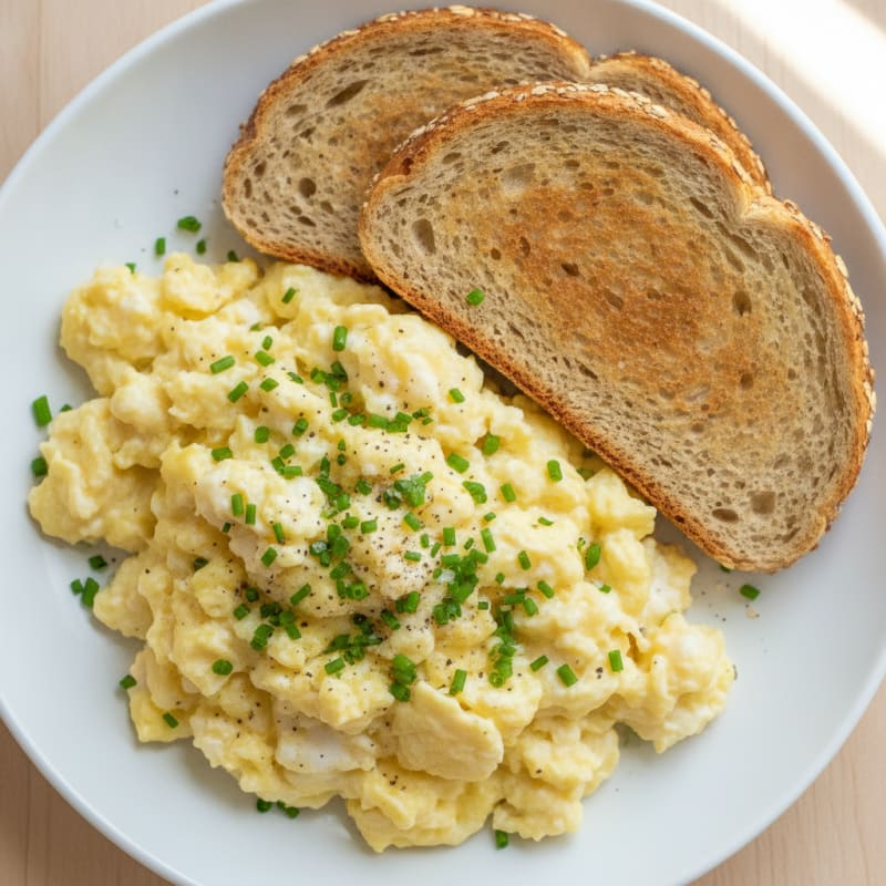 Fluffy Scrambled Eggs with Chives