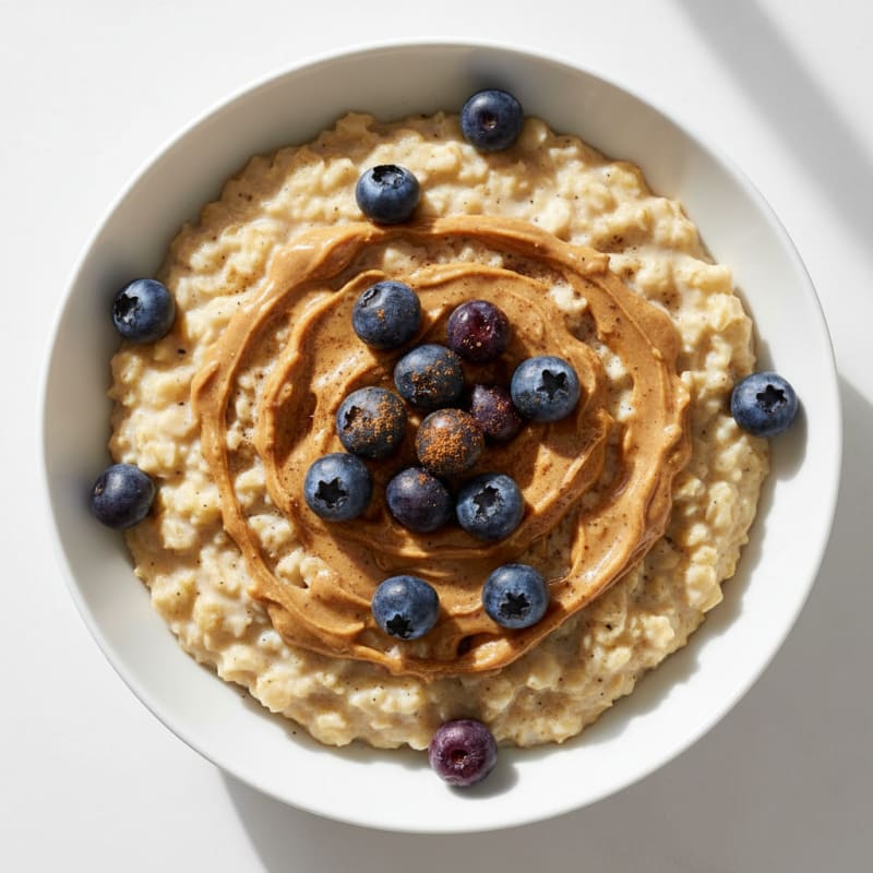 Egg White Oatmeal with Peanut Butter and Fresh Berries