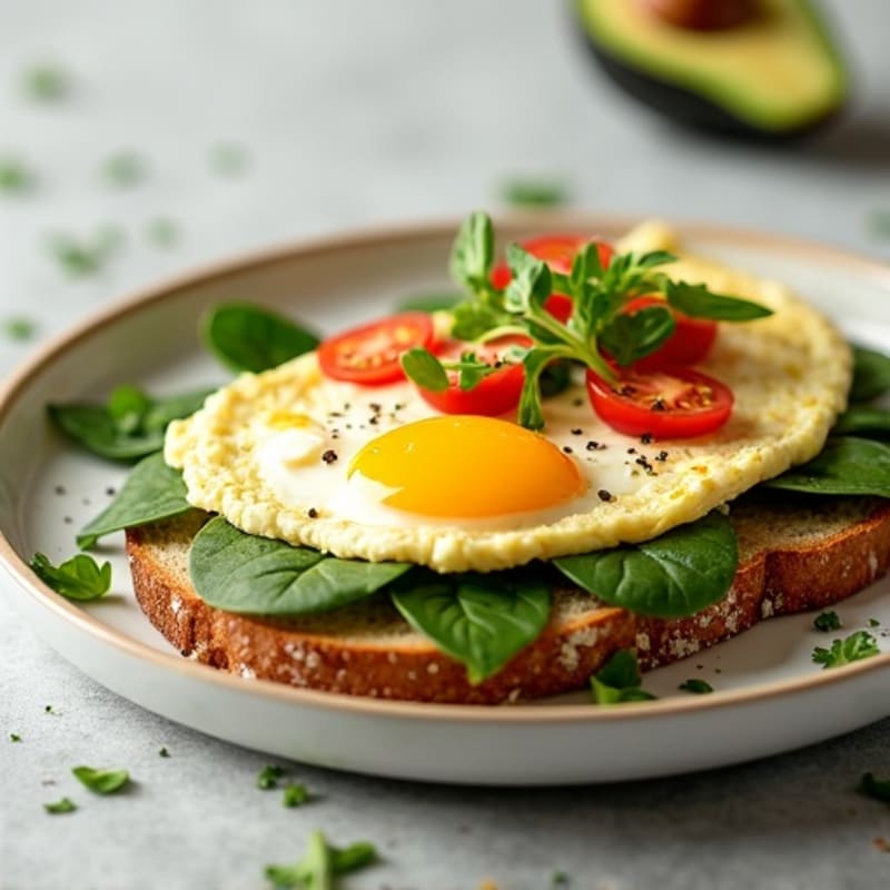 Egg White Spinach Omelette with Cottage Cheese and Fresh Tomatoes