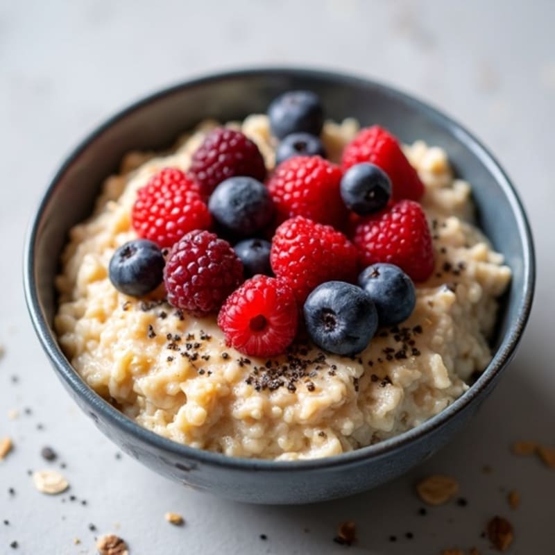 Fluffy Protein Oatmeal Bowl with Fresh Berries