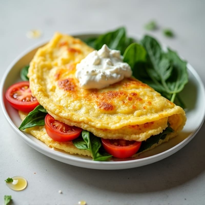 Egg White Spinach Omelette with Cottage Cheese