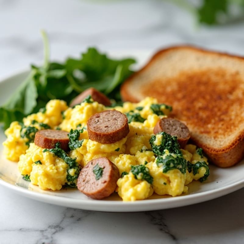 Egg White Scramble with Spinach and Turkey Sausage