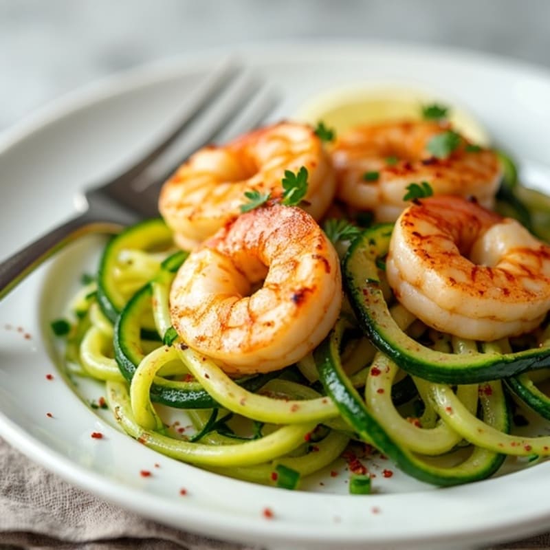 Garlic-Ginger Shrimp with Zucchini Noodles