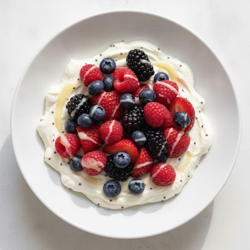 Silky Greek Yogurt Protein Pudding with Mixed Berries