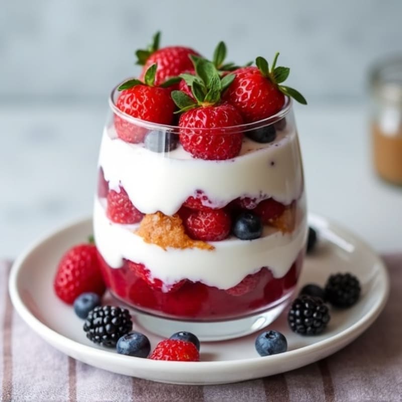 Greek Yogurt Protein Parfait with Mixed Berries and Almond Butter