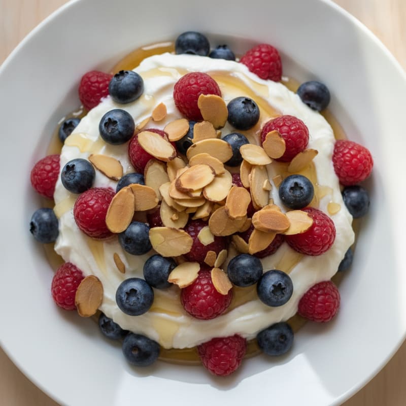 Greek Yogurt Protein Parfait with Berries and Almonds
