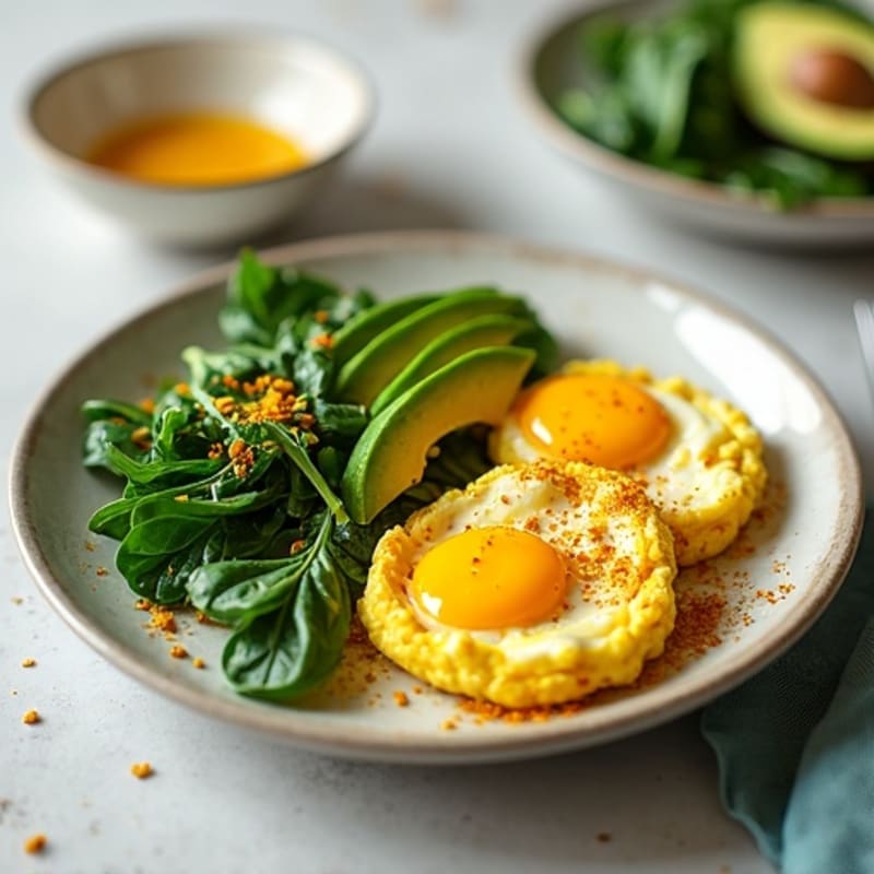 Golden Turmeric Scrambled Eggs with Avocado & Greens