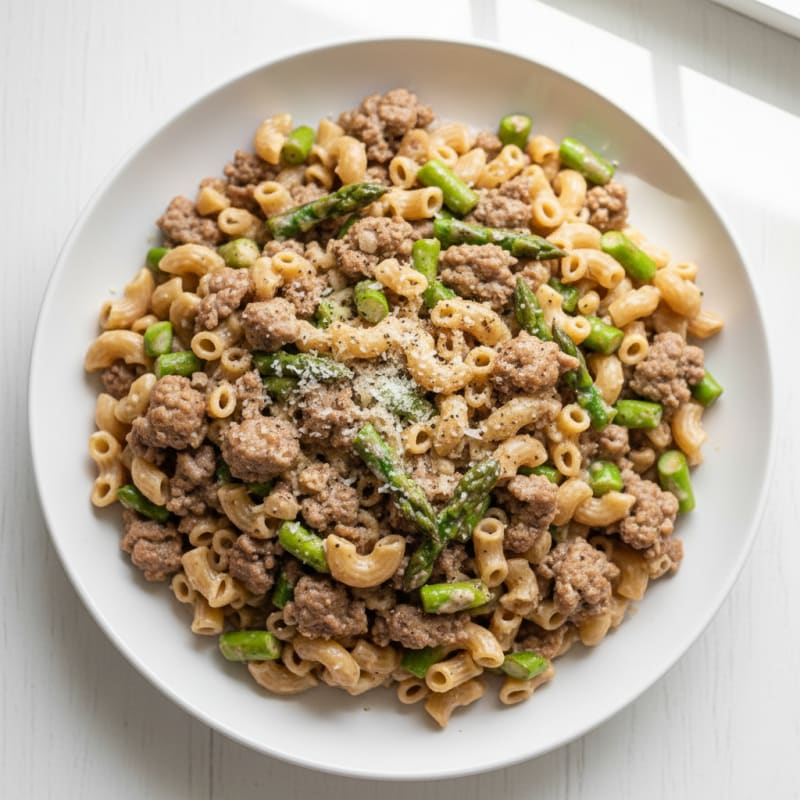 Creamy Beef and Asparagus Mac