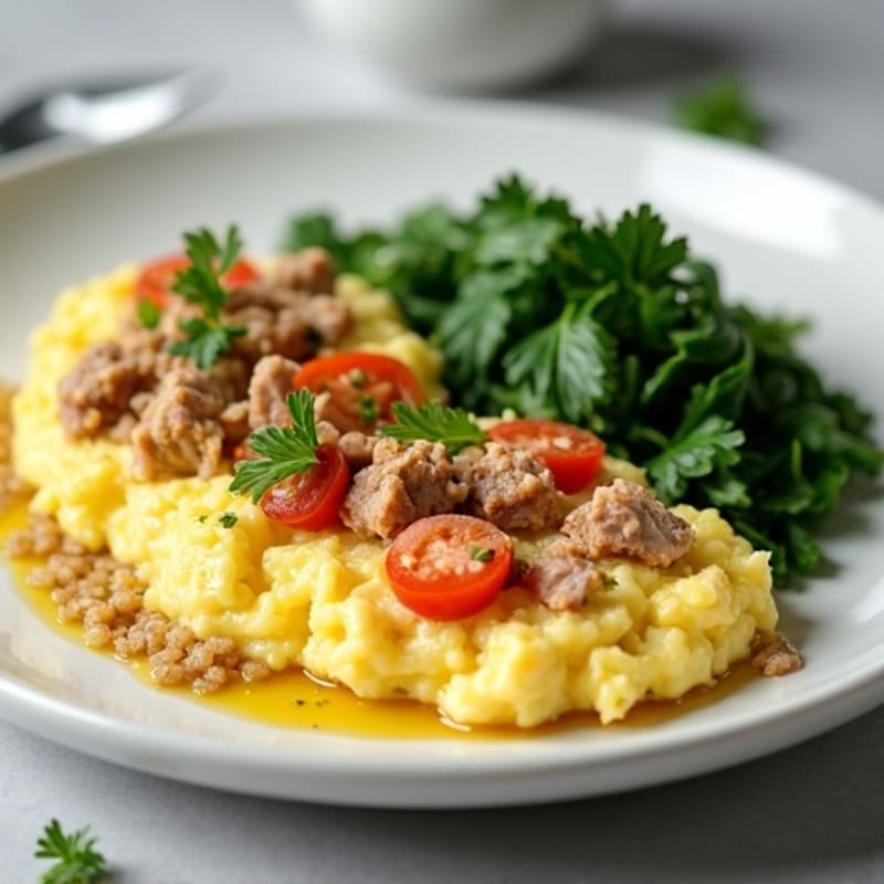 Scrambled Egg Whites with Smoked Turkey and Spinach