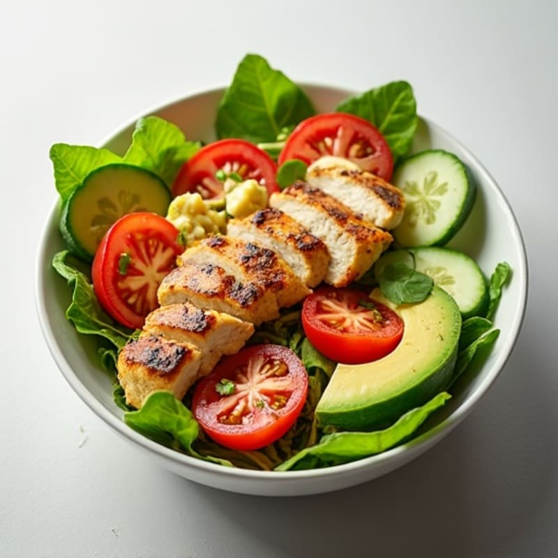 Crispy Avocado and Grilled Chicken Salad Bowl