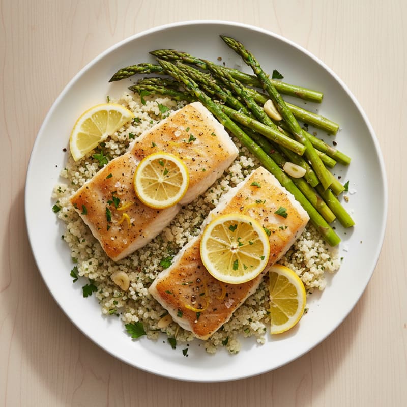 Lemon Herb Baked Cod with Asparagus