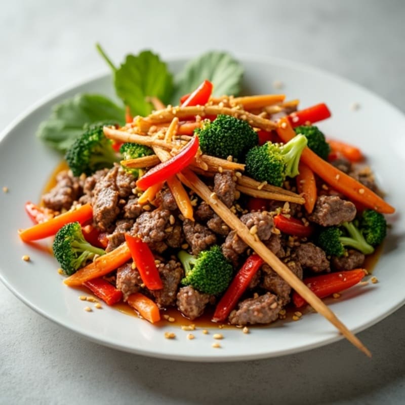 Ginger-Sesame Beef with Crispy Vegetables